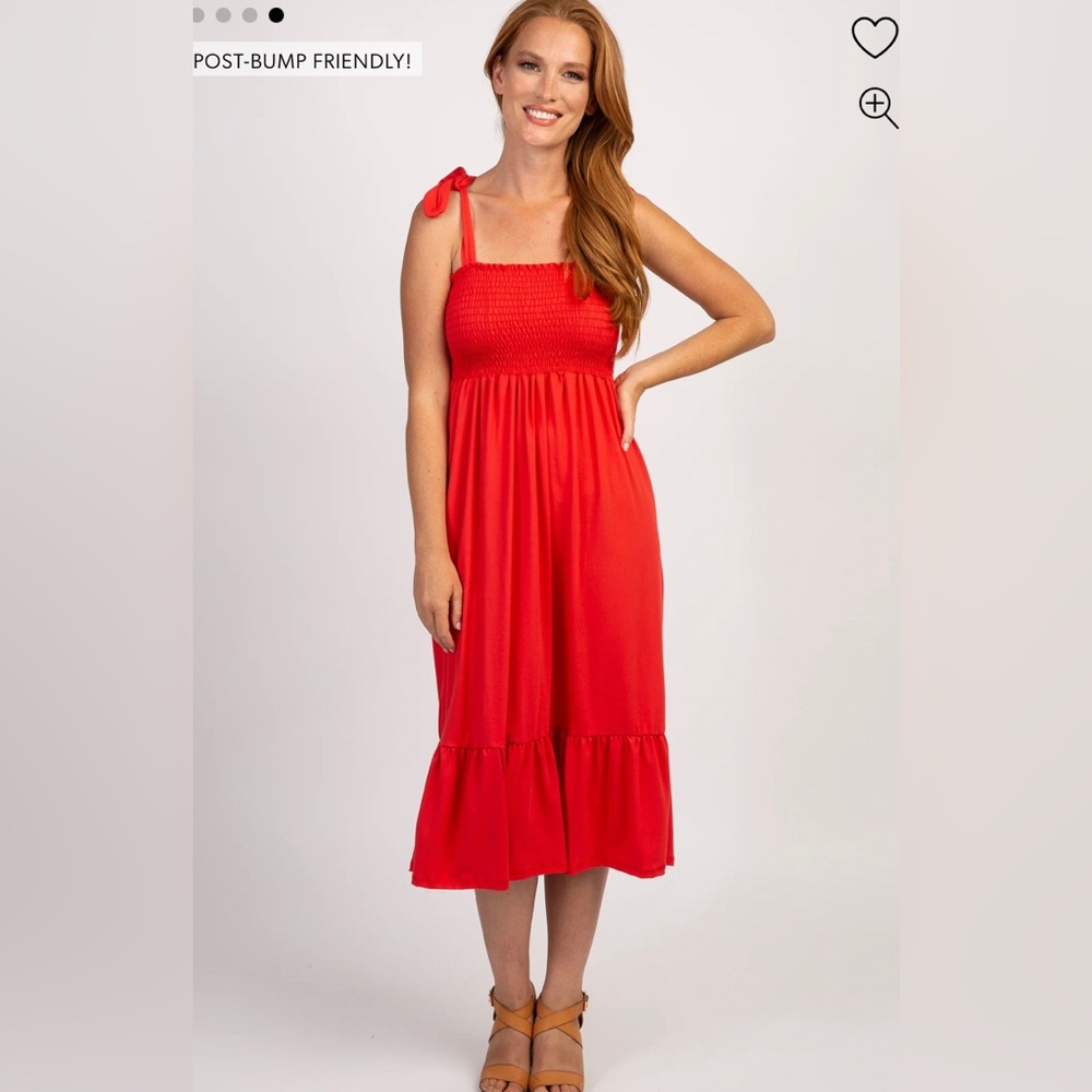 PinkBlush Red Smocked Dress - LIKE NEW